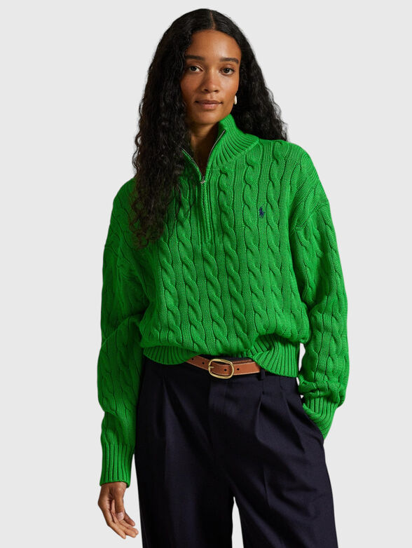 Green knitted sweater - 1