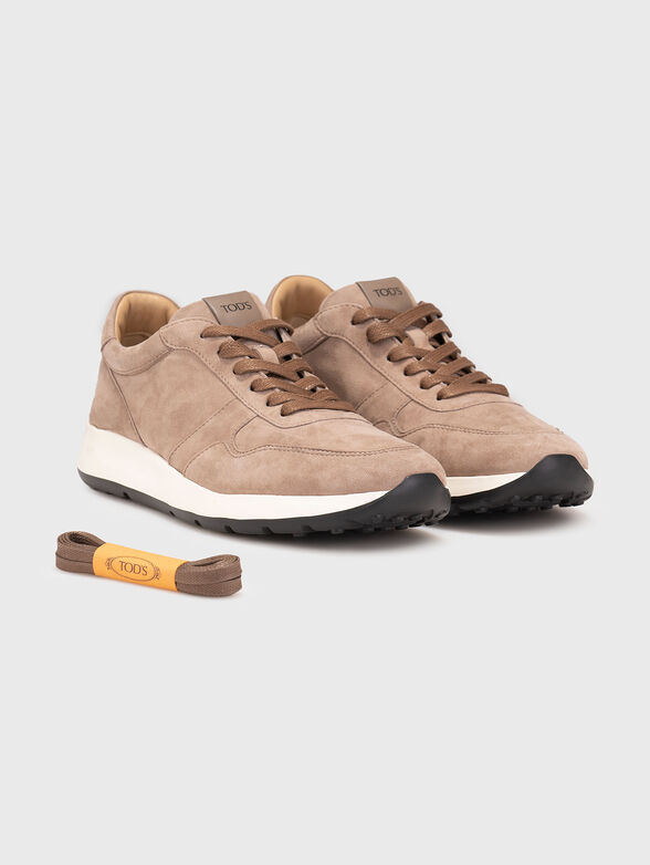 Suede sneakers in beige color - 2