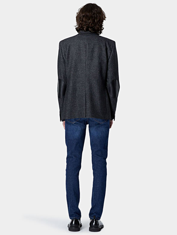 Wool jacket with leather elbow inserts - 4