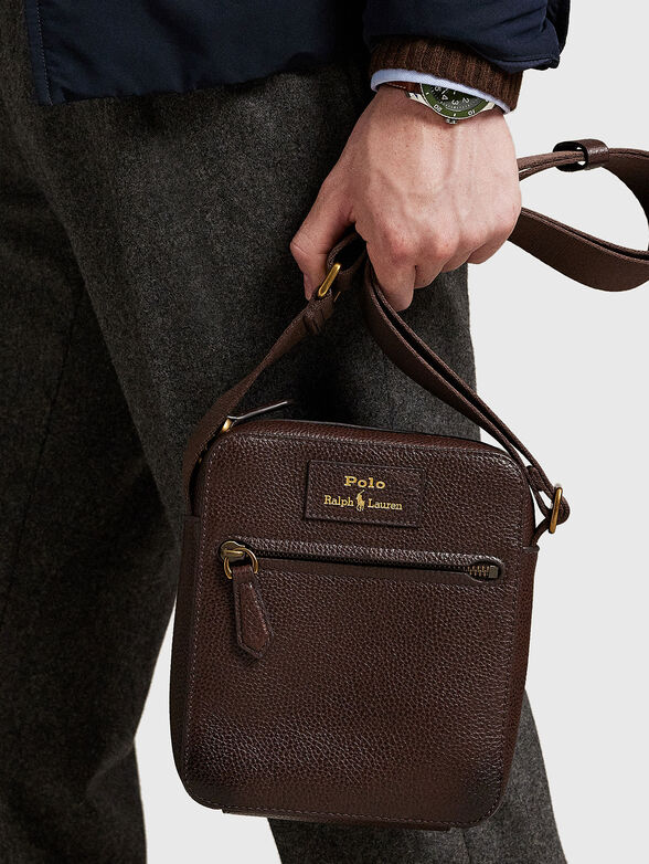 Leather crossbody bag with logo - 2