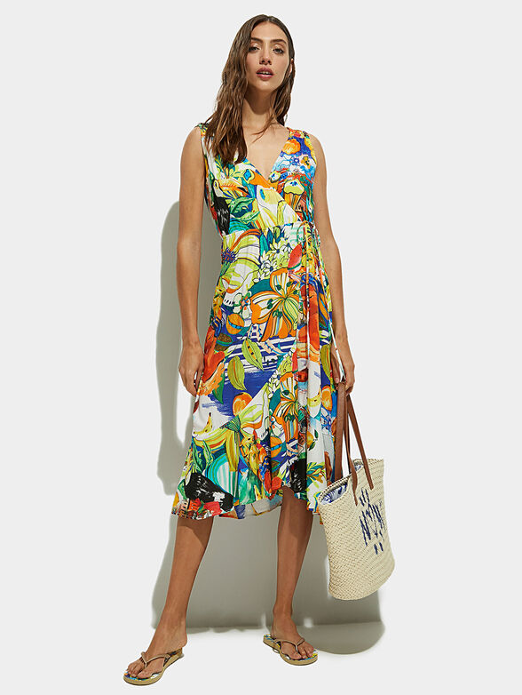 Midi dress with tropical print - 2