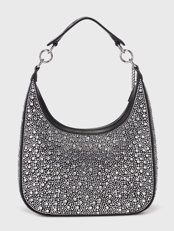 Crystal embellished bag in black  - 2