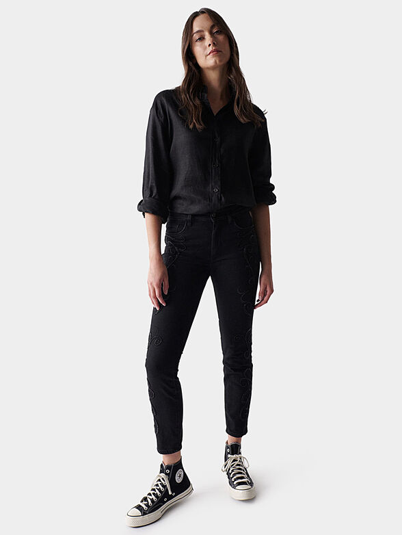 DESTINY black skinny jeans with embroidery - 6