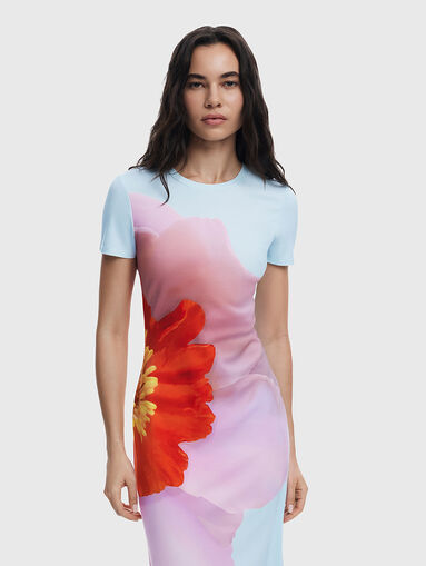 Light blue dress with floral print - 3