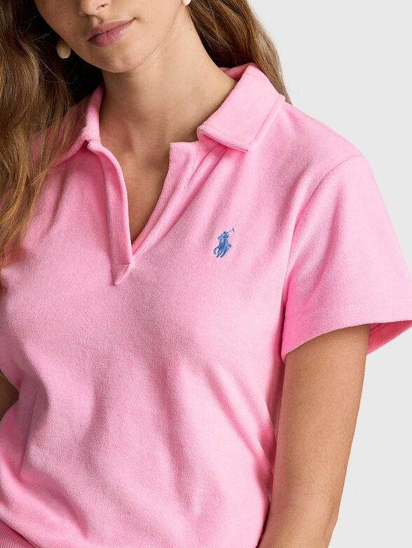 Pink plush polo-shirt - 3