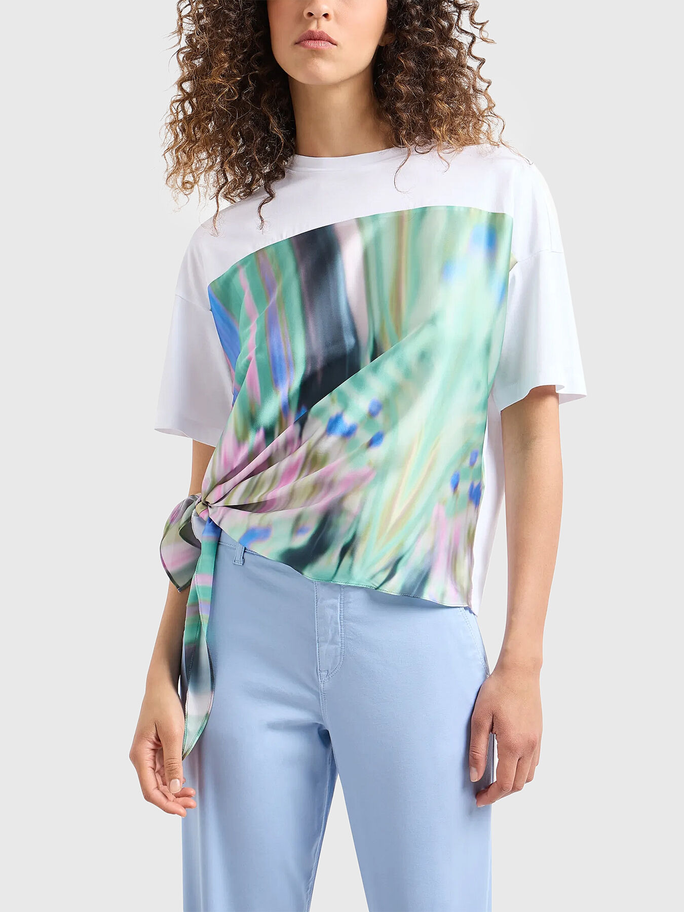 大人気新作 hem asymmetric with T-shirt and ARMANI EMPORIO brand print トップス