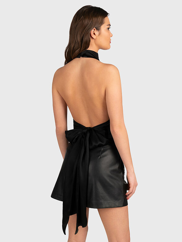 Black satin top with accent back - 2