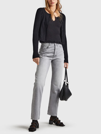 Grey jeans with rhinestones - 4