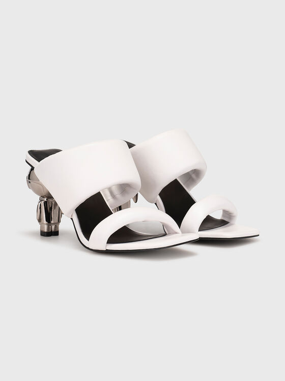 Бели сандали IKON с акцентен ток - 2