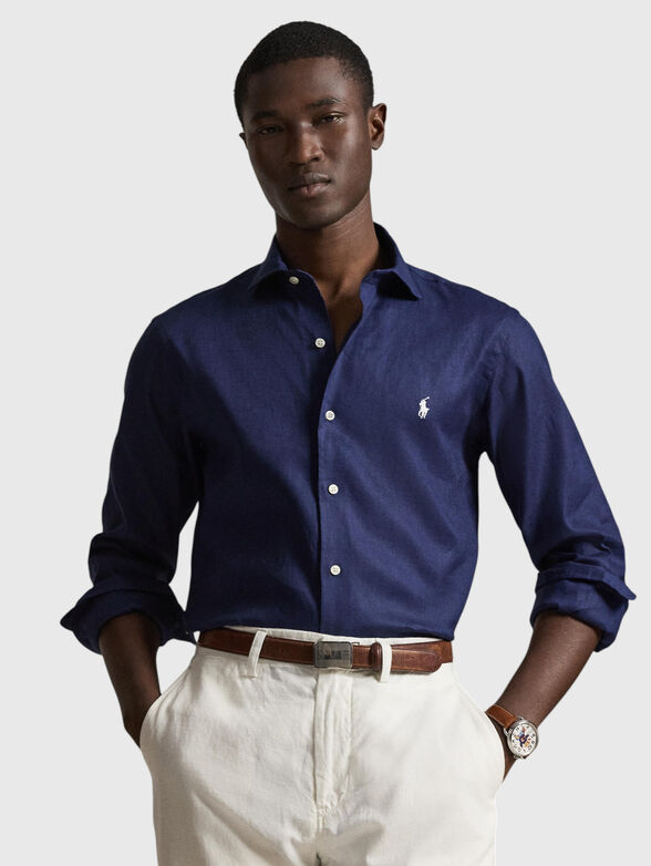 Dark blue long-sleeved shirt - 1