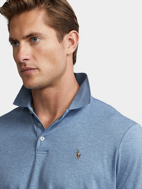 Cotton blue polo-shirt - 4