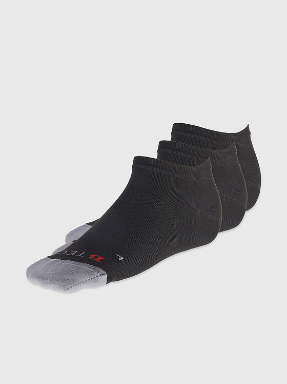 Три чифта къси чорапи в черен цвят - 1