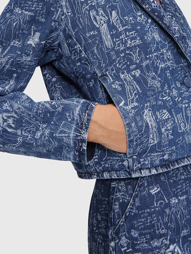Denim jacket with artistic print - 4