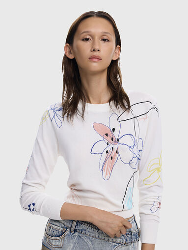 ARTY sweater with floral accents  - 4