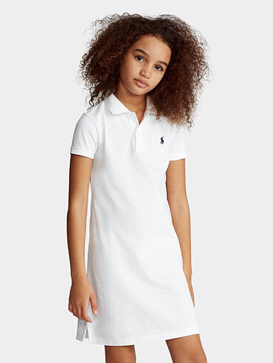 White dress with short sleeves and logo embroidery - 3