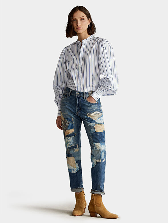 Cotton striped shirt with buffan sleeves - 2