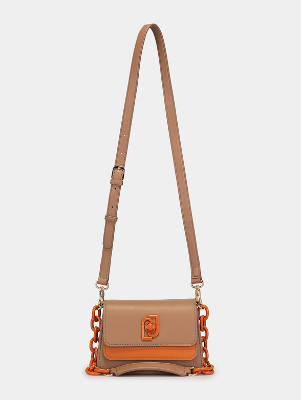 Beige shoulder bag with orange details - 2