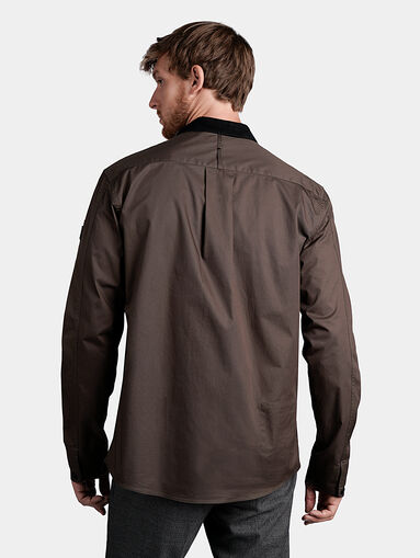 Military style shirt with velvet collar - 4