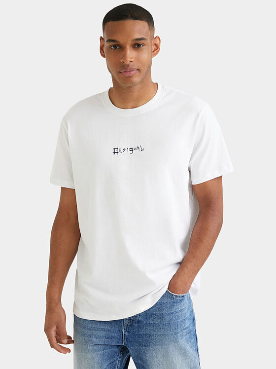 Памучна тениска POL с принт на гърба - 1