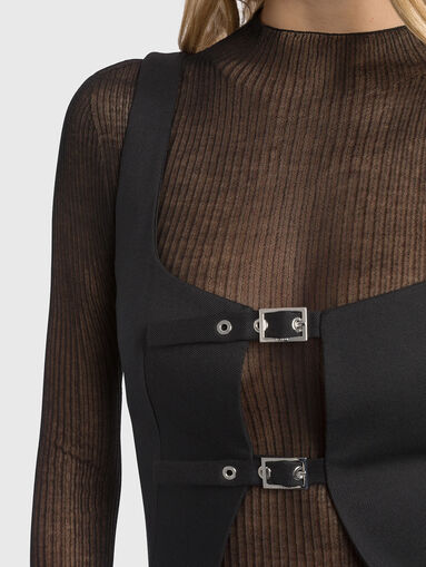 Wool blend top with buckles - 5