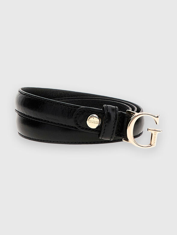 Leather belt with logo buckle - 1