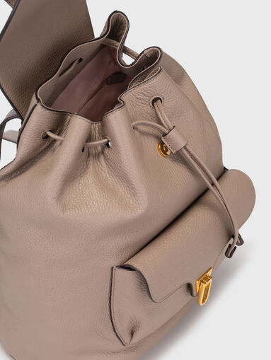 Leather backpack with metal accent - 5