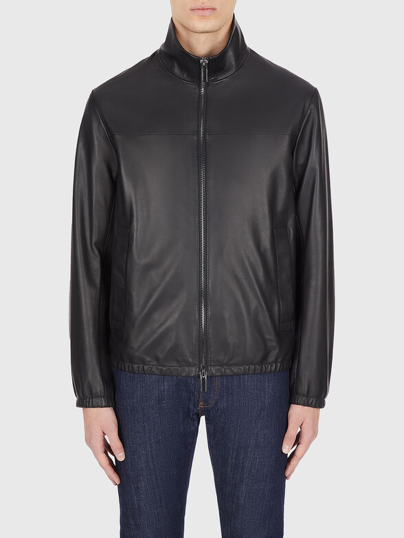 Black leather jacket with zip - 1
