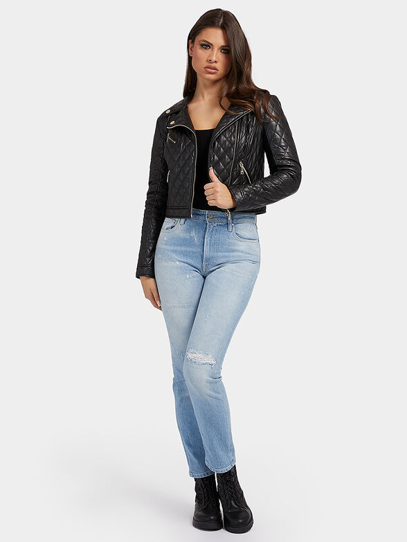 Faux leather jacket with quilted effect - 2