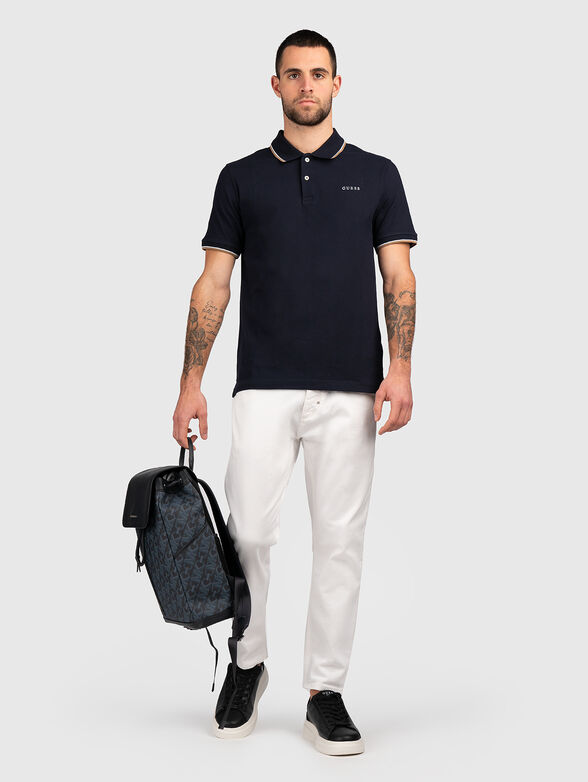 LYLE dark blue cotton blend polo shirt  - 2
