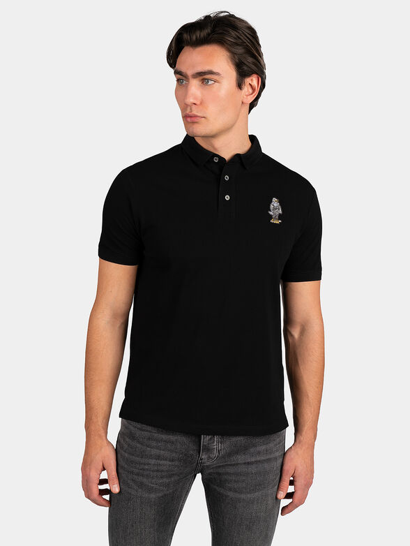 Black polo shirt with logo patch - 1