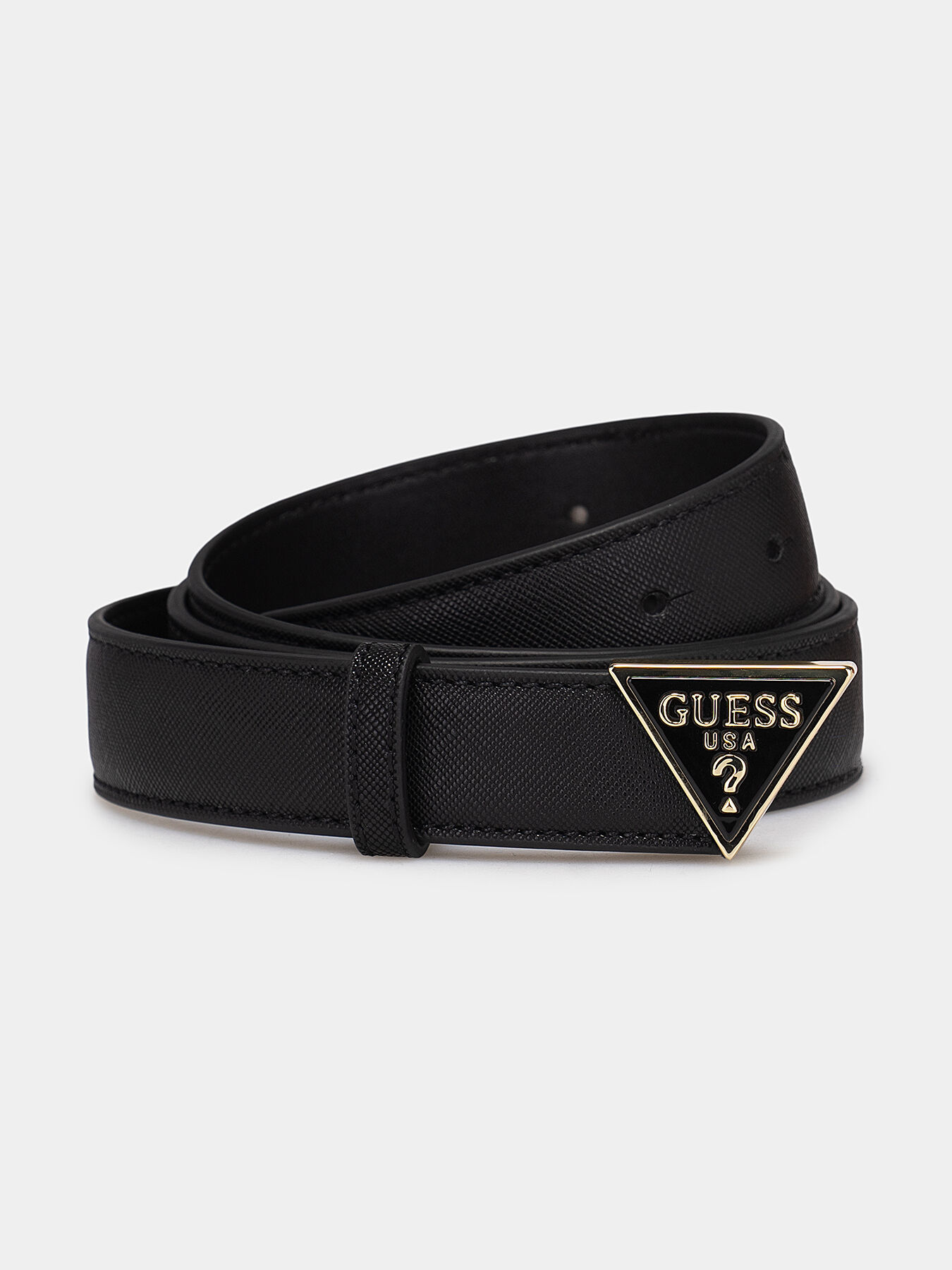 Black belt with triangle metal logo buckle brand GUESS