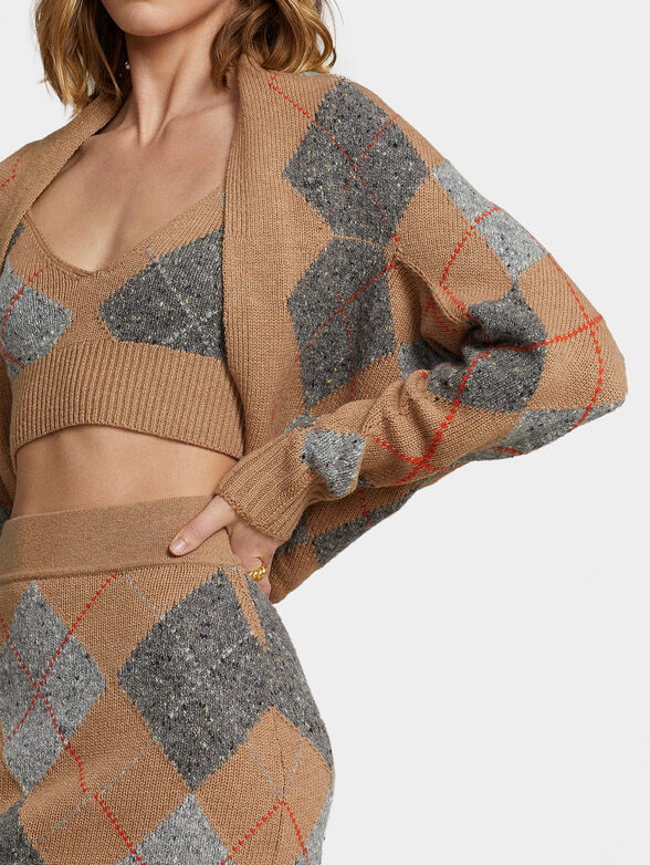 Wool cardigan with geometric pattern - 3