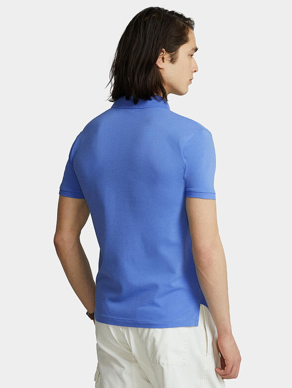 Blue polo shirt with logo embroidery - 3