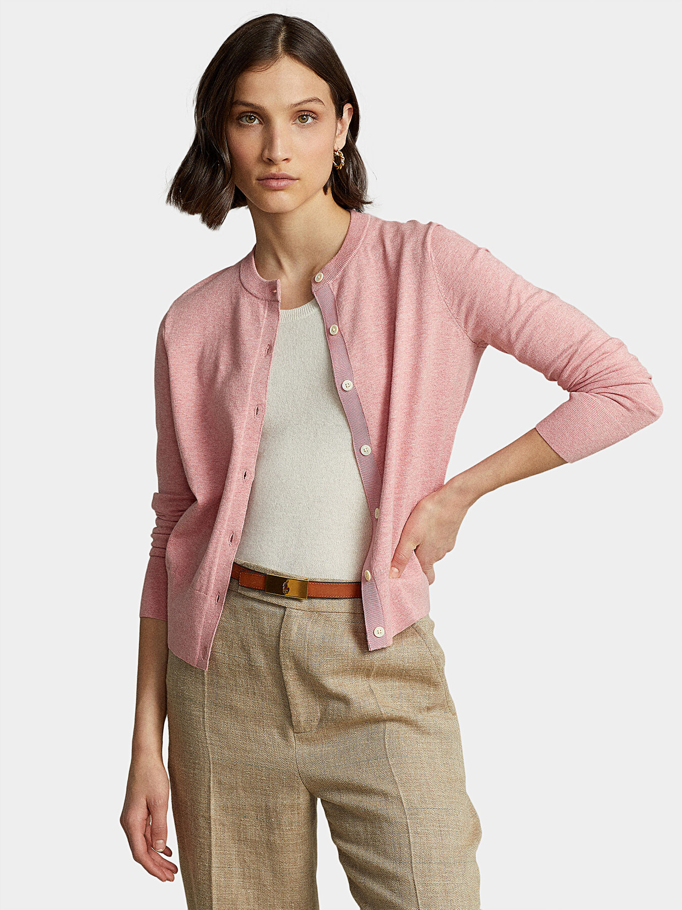 Cardigan in pale pink brand POLO RALPH LAUREN Globalbrandsstore en