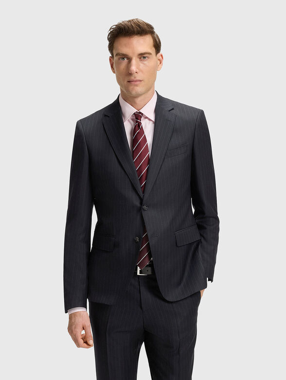 Wool slim fit suit with micro stripes - 4