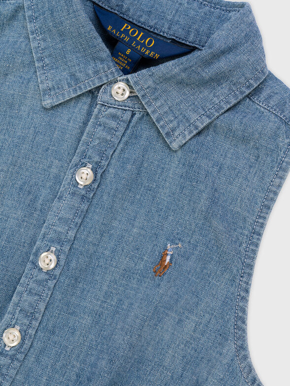 Denim dress with belt  - 4