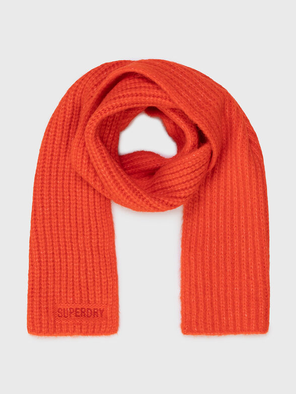 Knitted scarf in orange color with logo detail - 2