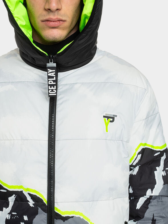 Padded jacket with multicolor print - 4