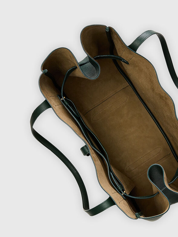 Green leather tote bag - 6