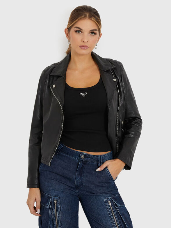Leather biker jacket  - 1
