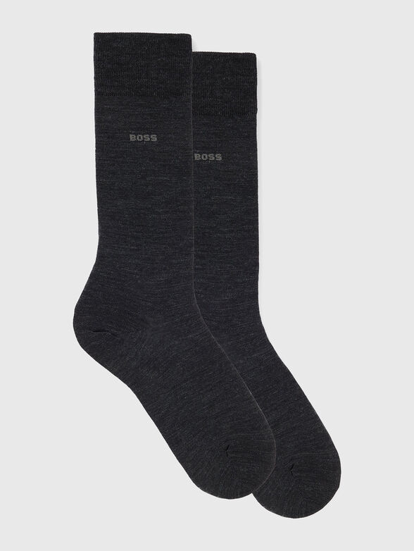 Set of two pairs of wool socks in black - 1