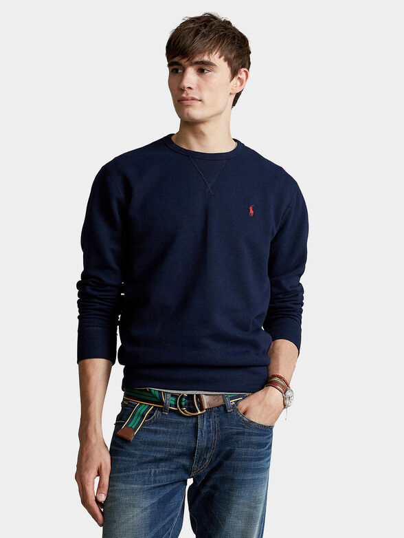 Blue sweatshirt with accent logo - 1