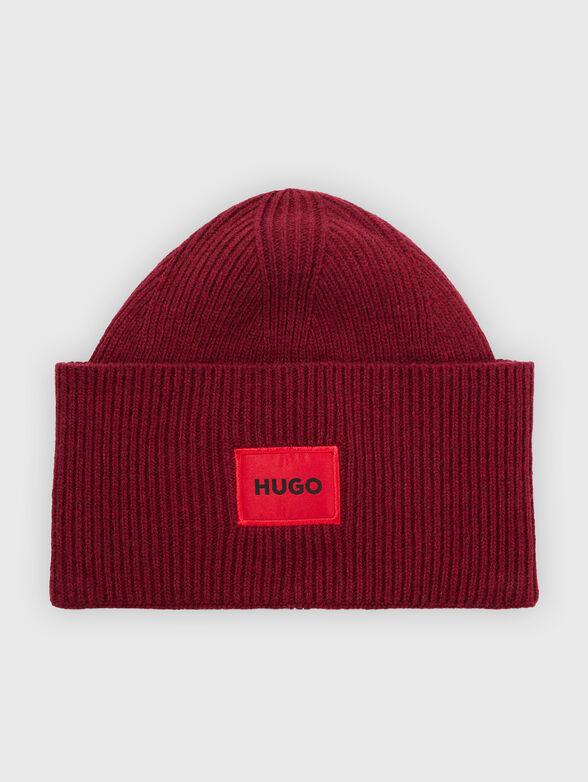Wool blend hat with contrast logo - 1