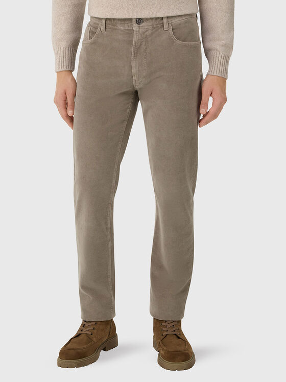 Панталон от кадифе с лого патч - 1