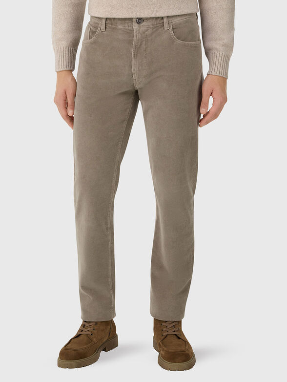 Corduroy pants with logo patch - 1