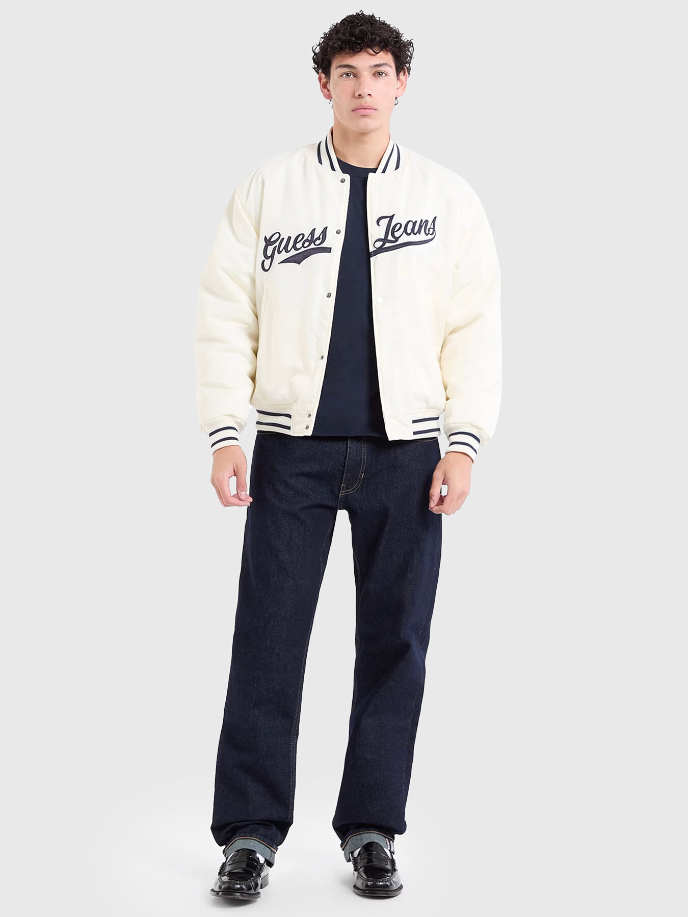 【特価商品】GUESSJEANS BOMBER JKT WITH EMBRO Bomber jacket with logo embroidery brand GUESS JEANS