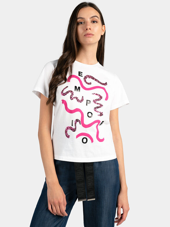 T-shirt with logo print and sequins - 1