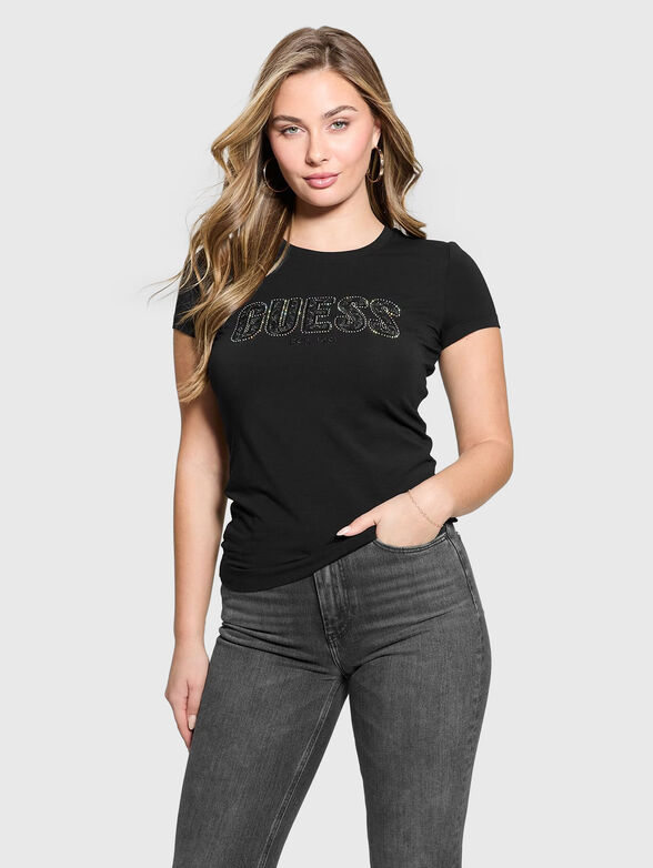 Black slim cotton T-shirt with logo - 1