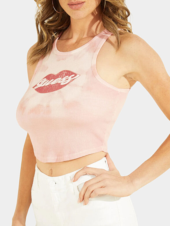 Cropped top in pink color with print - 4