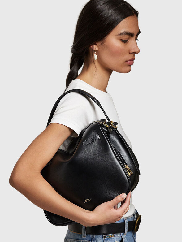 Leather satchel with logo - 2